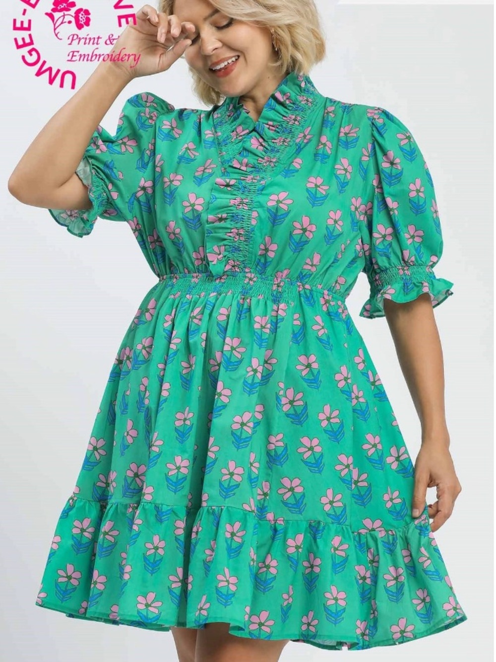 Umgee Plus Size Green Mix Floral Dress | NWT - Picture 2 of 5